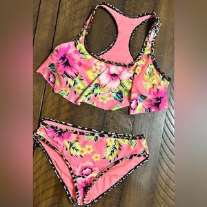 Girls Breaking Waves Tropical Swimsuit